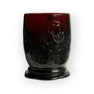 Princess House Ruby Red Fantasia Glass Pillar Candle Holder